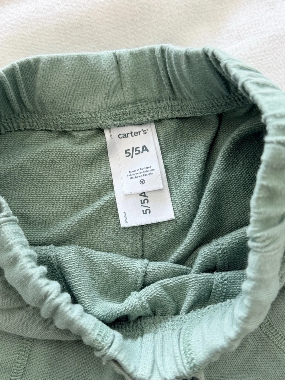 Carter's Light Sage Green Terry Drawstring Shorts